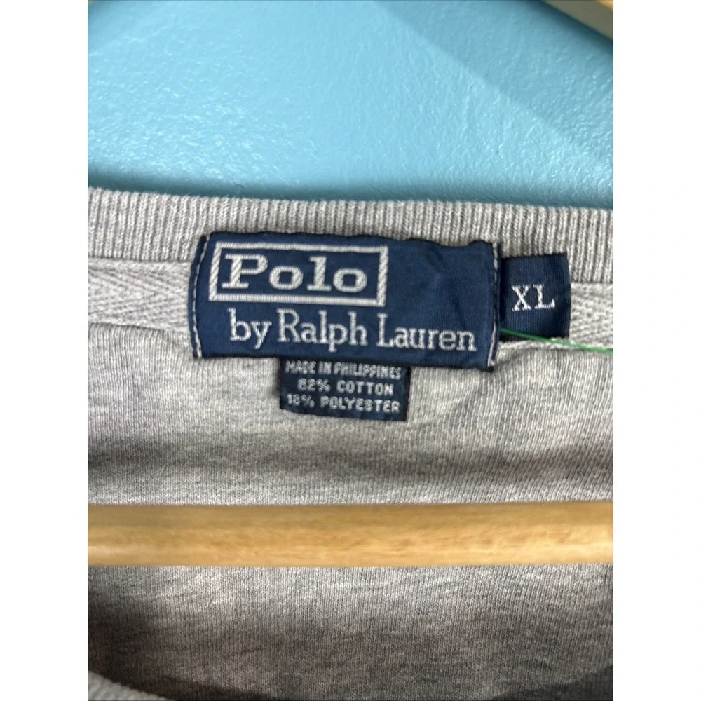 VTG POLO By Ralph Lauren Gray Crewneck Sweatshirt XL Old Money Preppy